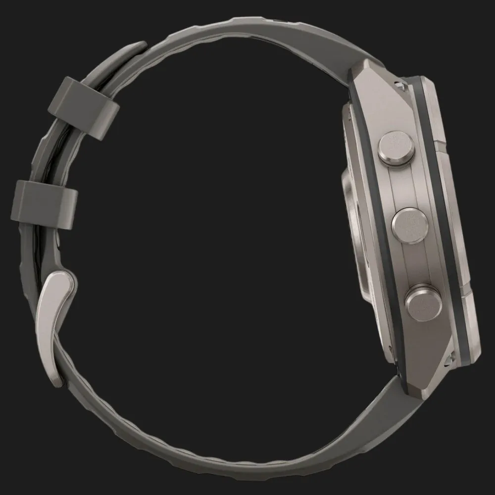 Garmin Fenix 9 Pro 47mm LTE Sapphire Solar Titanium with Pebble Gray/Silver Gray Silicone Band