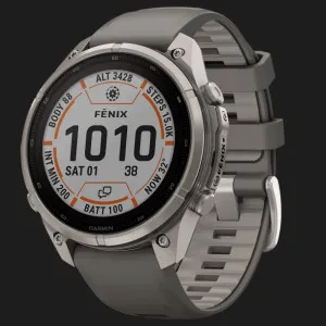 Garmin Fenix 9 Pro 47mm LTE Sapphire Solar Titanium with Pebble Gray/Silver Gray Silicone Band