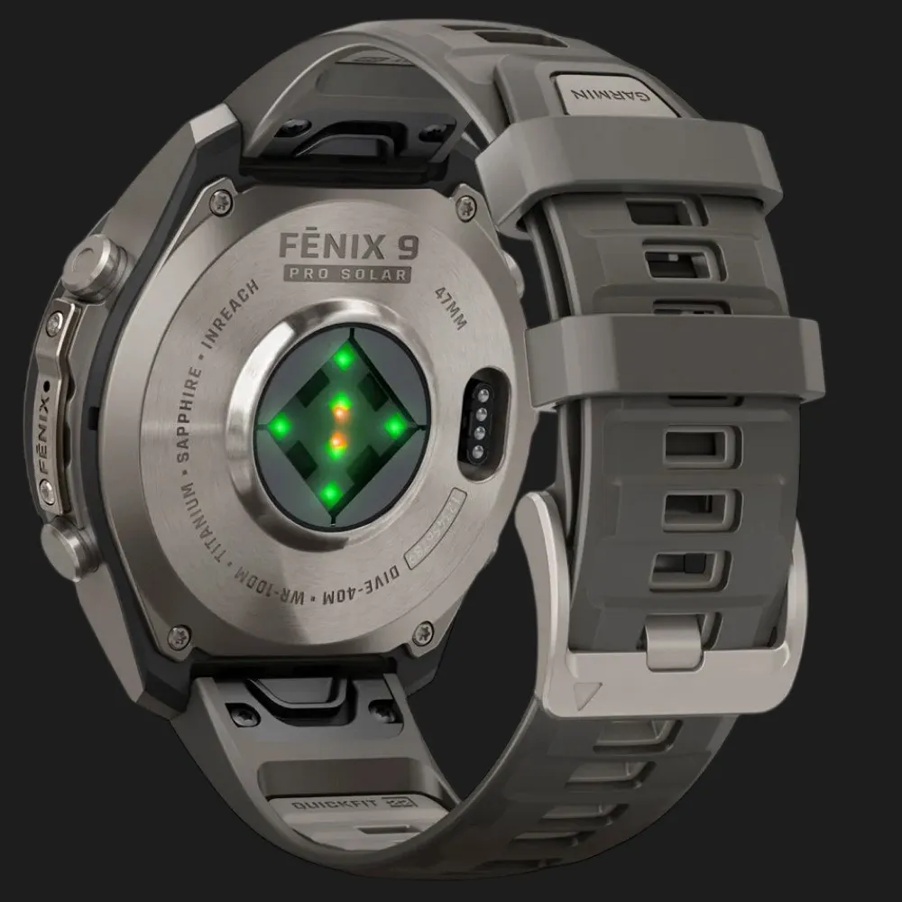 Garmin Fenix 9 Pro 47mm LTE Sapphire Solar Titanium with Pebble Gray/Silver Gray Silicone Band