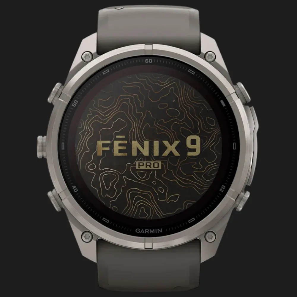 Garmin Fenix 9 Pro 51mm Sapphire Solar Titanium with Pebble Gray/Silver Gray Silicone Band