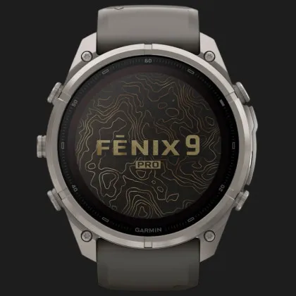 Garmin Fenix 9 Pro 51mm LTE Sapphire Solar Titanium with Pebble Gray/Silver Gray Silicone Band