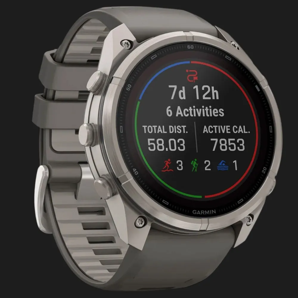 Garmin Fenix 9 Pro 51mm Sapphire Solar Titanium with Pebble Gray/Silver Gray Silicone Band
