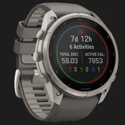 Garmin Fenix 9 Pro 51mm LTE Sapphire Solar Titanium with Pebble Gray/Silver Gray Silicone Band