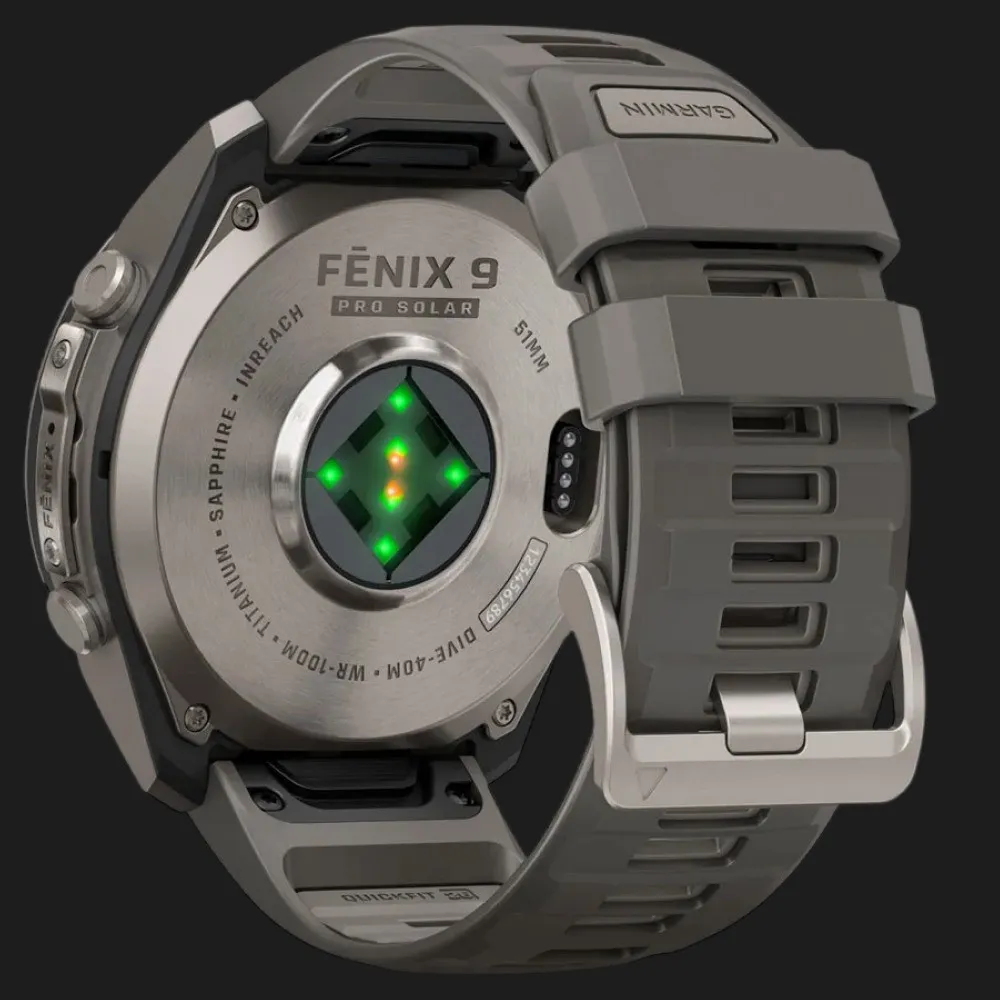 Garmin Fenix 9 Pro 51mm Sapphire Solar Titanium with Pebble Gray/Silver Gray Silicone Band