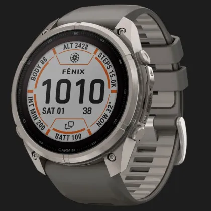 Garmin Fenix 9 Pro 51mm LTE Sapphire Solar Titanium with Pebble Gray/Silver Gray Silicone Band