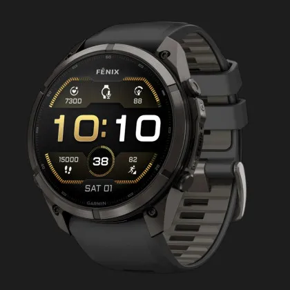 Garmin Fenix 9 Pro 51mm AMOLED Sapphire Carbon Gray DLC Titanium with Black/Pebble Gray Silicone Band