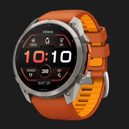 Garmin Fenix 9 Pro 51mm AMOLED Sapphire Titanium with Autumn Orange/Spark Orange Silicone Band