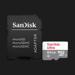 Карта пам'яті SanDisk microSDHC 64GB UHS-I Ultra + SD adapter (SDSQUNR-064G-GN3MA) в Хмельницькому