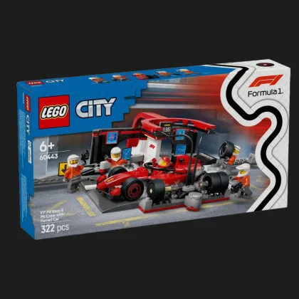 Конструктор LEGO City Піт-стоп і піт-екіпаж F1 з болідом Ferrari (60443)