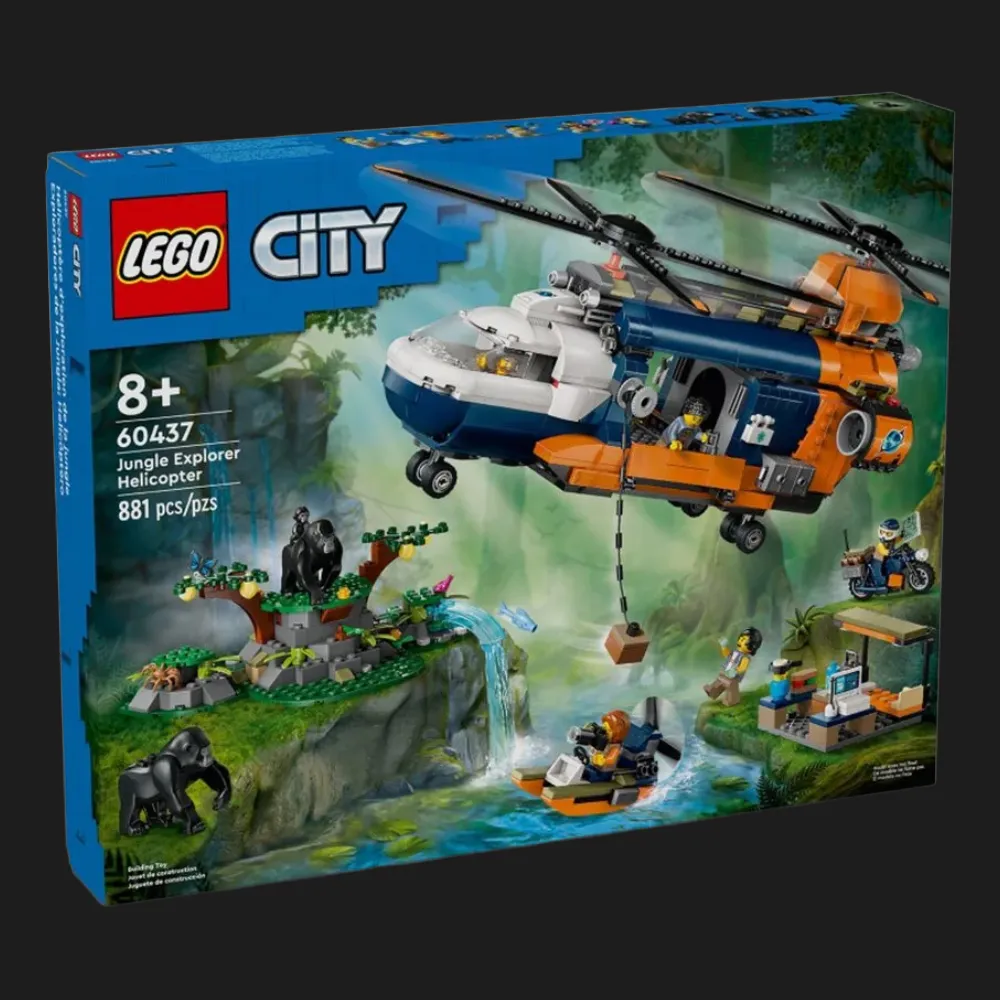 Конструктор LEGO City Вертоліт у базовому таборі для дослідження джунглів (60437)