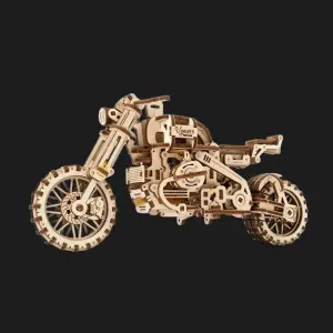 Дерев'яний 3D конструктор UGEARS Мотоцикл Scrambler UGR-10 з коляскою (70137)