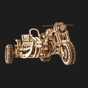 Дерев'яний 3D конструктор UGEARS Мотоцикл Scrambler UGR-10 з коляскою (70137)