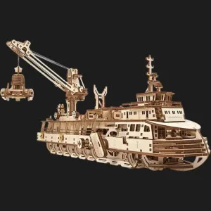 Деревянный 3D-конструктор UGEARS Научно-исследовательское судно (70135)
