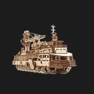 Деревянный 3D-конструктор UGEARS Научно-исследовательское судно (70135)