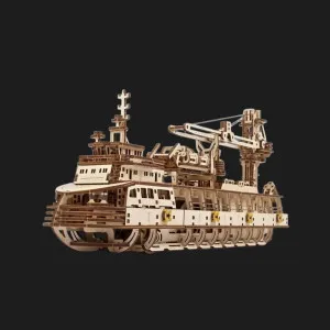 Деревянный 3D-конструктор UGEARS Научно-исследовательское судно (70135)