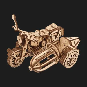 Деревянный 3D конструктор UGEARS Летающий мотоцикл Хагрида с коляской (70212)