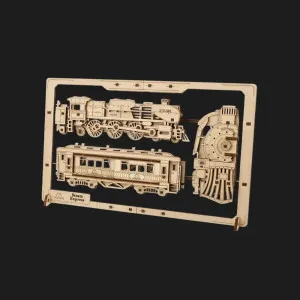 Деревянный 3D-конструктор UGEARS Паровоз 2.5D Пазл (70207)