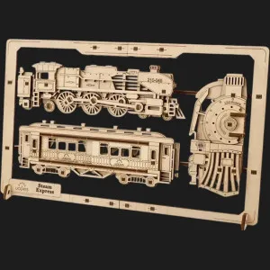 Деревянный 3D-конструктор UGEARS Паровоз 2.5D Пазл (70207)
