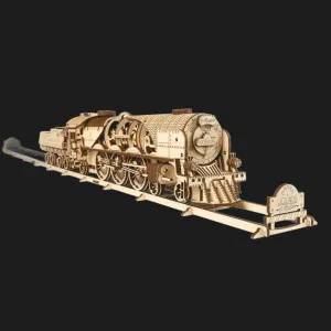 Дерев'яний 3D конструктор UGEARS Локомотив з тендером V-Експрес (70058)
