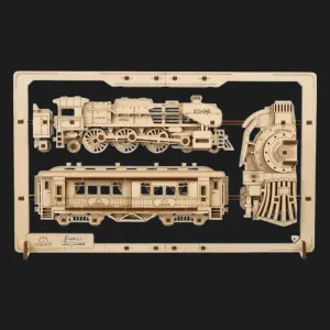 Деревянный 3D-конструктор UGEARS Паровоз 2.5D Пазл (70207)