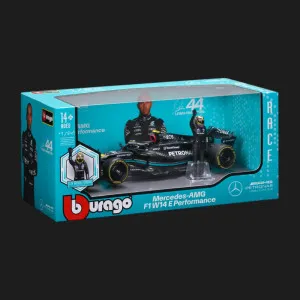 Автомодель с фигуркой Bburago Racе — Mercedes-AMG F1 W14 E в ассортименте (1:24) (18-28037)