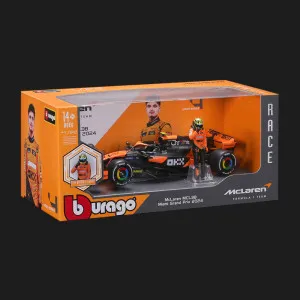 Автомодель с фигуркой Bburago Race — McLaren MCL38 в ассортименте (1:24) (18-28040)