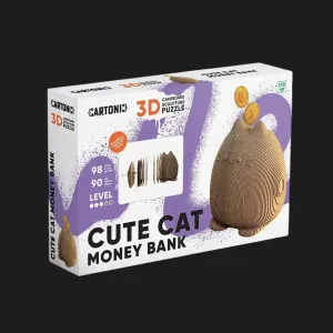 Картонный 3D пазл-конструктор Cartonic Милый Кот копилка (Cute cat money bank) (CARTCUTE)