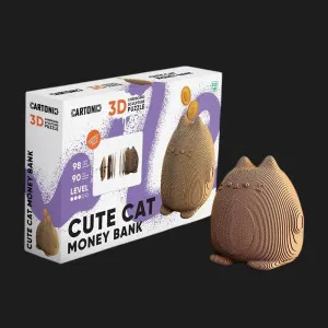 Картонный 3D пазл-конструктор Cartonic Милый Кот копилка (Cute cat money bank) (CARTCUTE)