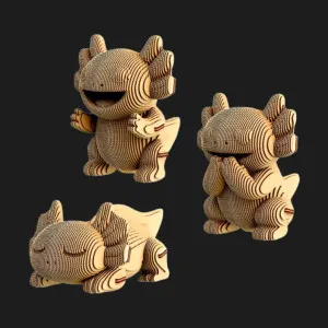 Картонный 3D пазл-конструктор Cartonic Трио Аксолотлов (Axolotls trio) (CARTTRIOAXOL)