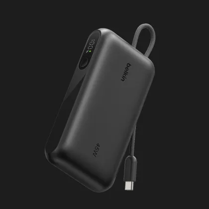Зарядний пристрій Power Bank Belkin 10000мАh, 45W, з інтегрованим кабелем USB-C (Black) в Чернігові