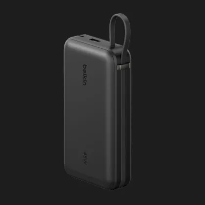 Зарядний пристрій Power Bank Belkin 20000мАh, 45W, з інтегрованим кабелем USB-C (Black) в Чернігові