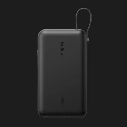 Зарядний пристрій Power Bank Belkin 20000мАh, 45W, з інтегрованим кабелем USB-C (Black) в Чернігові