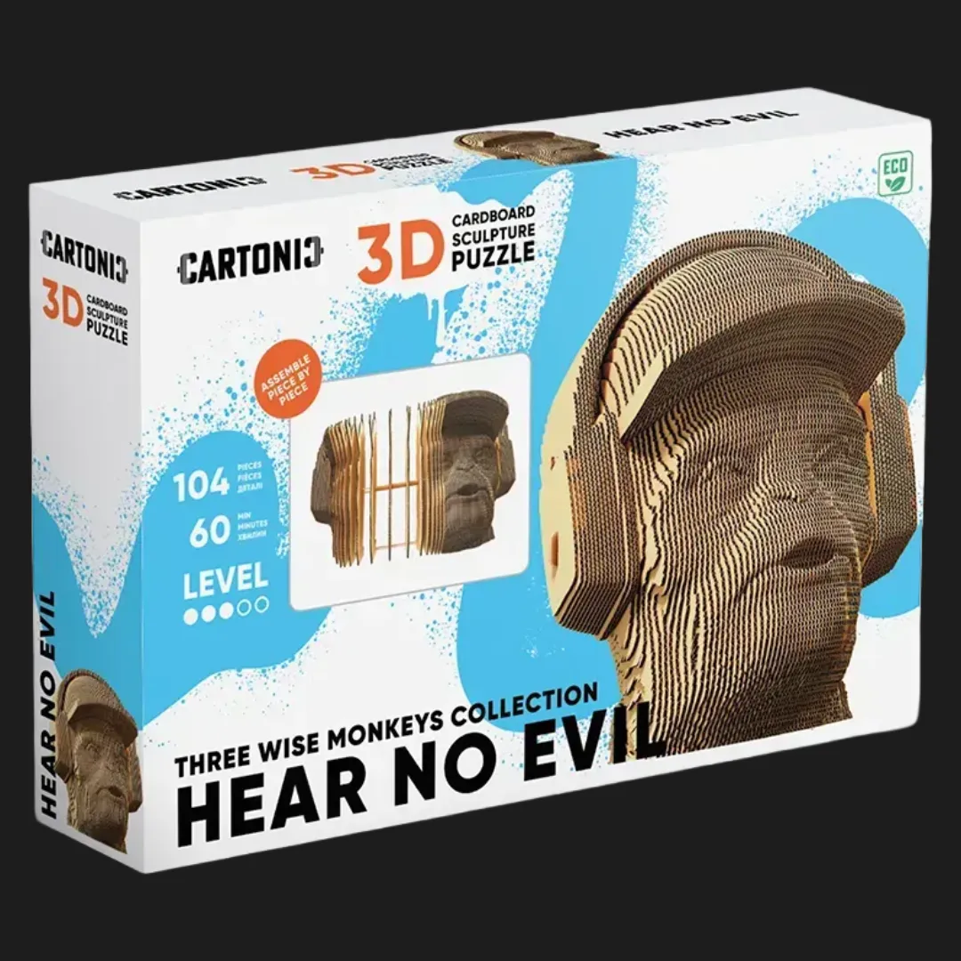Картонний 3D пазл-конструктор Cartonic Три мудрих мавпи. Не чути зло (Three Wise Monkeys. Hear No Evil) (CARTHEAR)