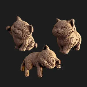 Картонный 3D пазл-конструктор Cartonic Три Котенка (Kittens trio) (CARTKITTENS)