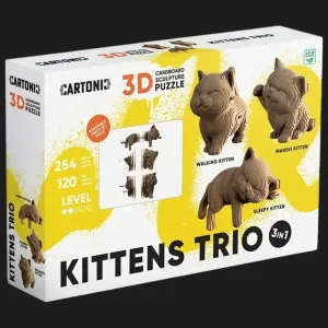 Картонный 3D пазл-конструктор Cartonic Три Котенка (Kittens trio) (CARTKITTENS)