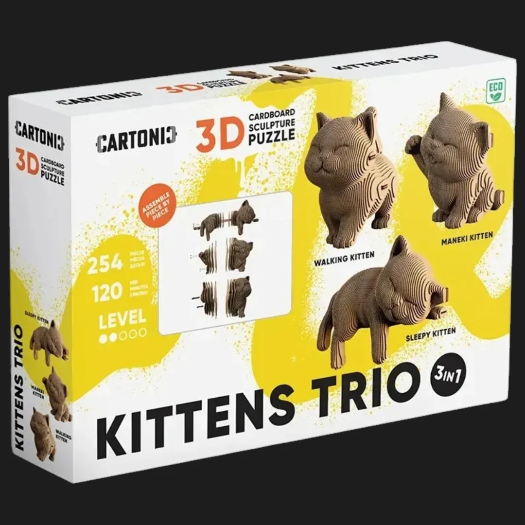 Картонний 3D пазл-конструктор Cartonic Три Кошеня (Kittens trio) (CARTKITTENS)