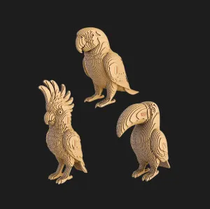 Картонный 3D пазл-конструктор Cartonic Трио тропических птиц (Tropical birds trio) (CARTTRIOBIRDS)