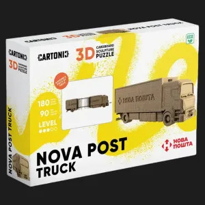 Картонный 3D-пазл-конструктор Cartonic Грузовик Новой почты (Nova post truck) (CARTNPTRU)