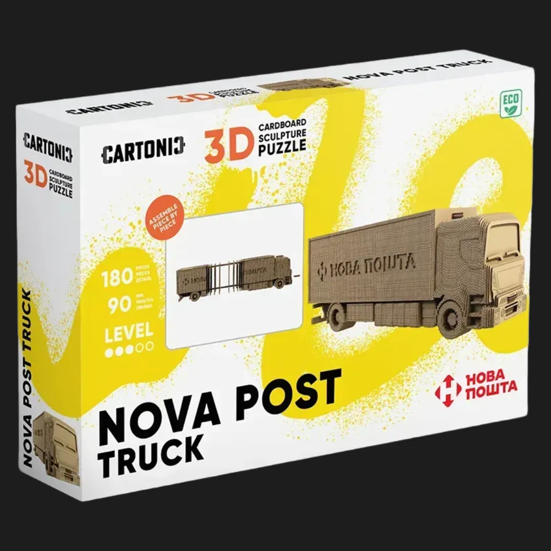 Картонний 3D пазл-конструктор Cartonic Вантажівка Нової пошти (Nova post truck) (CARTNPTRU)