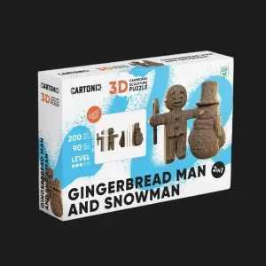 Картонный 3D-пазл-конструктор Cartonic Пряничный человечек и Снеговик (Gingerbread man and snowman) (CARTGINGER)