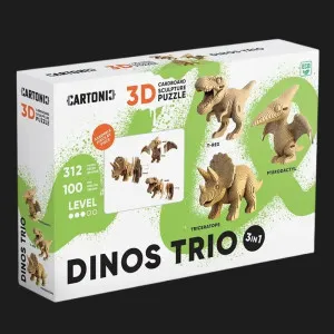 Картонный 3D-пазл-конструктор Cartonic Трио Динозавров (Dinos trio) (CARTTRIODINO)