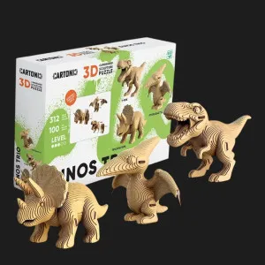 Картонный 3D-пазл-конструктор Cartonic Трио Динозавров (Dinos trio) (CARTTRIODINO)