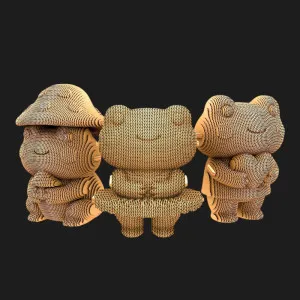 Картонный 3D-пазл-конструктор Cartonic Лягушачье трио (Froggy trio) (CARTTRIOFROG)