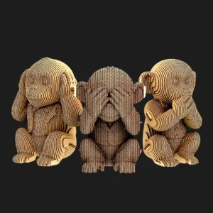 Картонный 3D-пазл-конструктор Cartonic Трио Обезьянок (Monkeys trio) (CARTTRIOMONK)