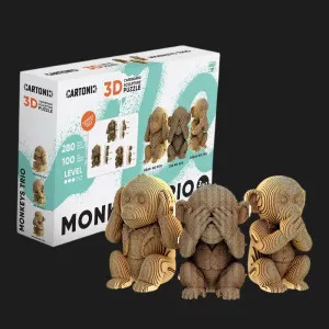 Картонный 3D-пазл-конструктор Cartonic Трио Обезьянок (Monkeys trio) (CARTTRIOMONK)