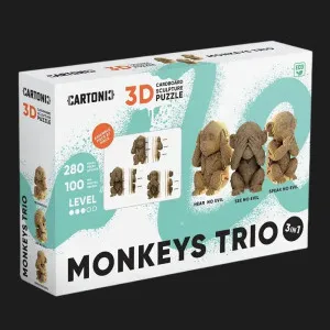 Картонный 3D-пазл-конструктор Cartonic Трио Обезьянок (Monkeys trio) (CARTTRIOMONK)