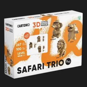Картонный 3D-пазл-конструктор Cartonic Сафари-трио (Safari trio) (CARTTRIOSAF)