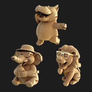 Картонный 3D-пазл-конструктор Cartonic Сафари-трио (Safari trio) (CARTTRIOSAF)