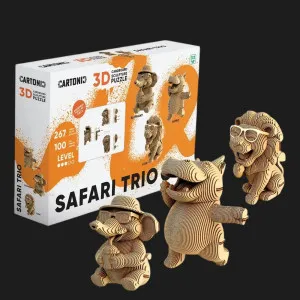 Картонный 3D-пазл-конструктор Cartonic Сафари-трио (Safari trio) (CARTTRIOSAF)
