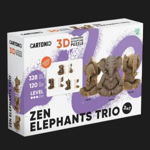 Картонный 3D-пазл-конструктор Cartonic Трио Слонов (Zen elephants trio) (CARTTRIOZEN)